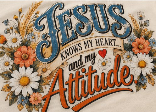 Jesus Knows My Heart & My Attitude — Suzy Q Graphic Tee