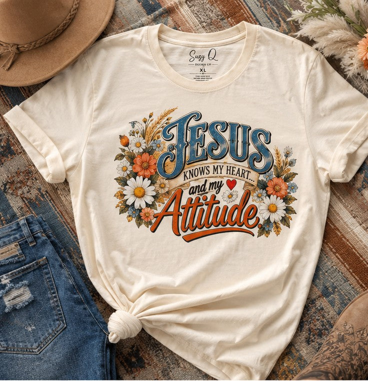 Jesus Knows My Heart & My Attitude — Suzy Q Graphic Tee